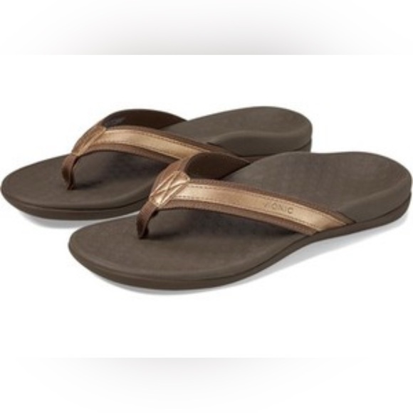 VIONIC with Orthaheel technology flip flop sandals / Bronze / size 8 - Picture 1 of 11